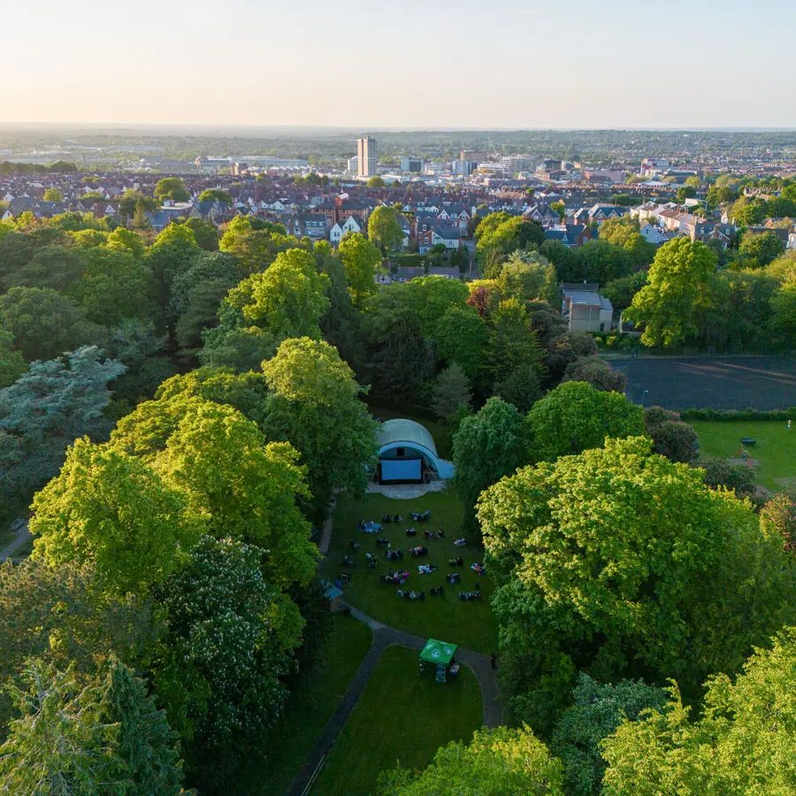 drone shot of Swindon